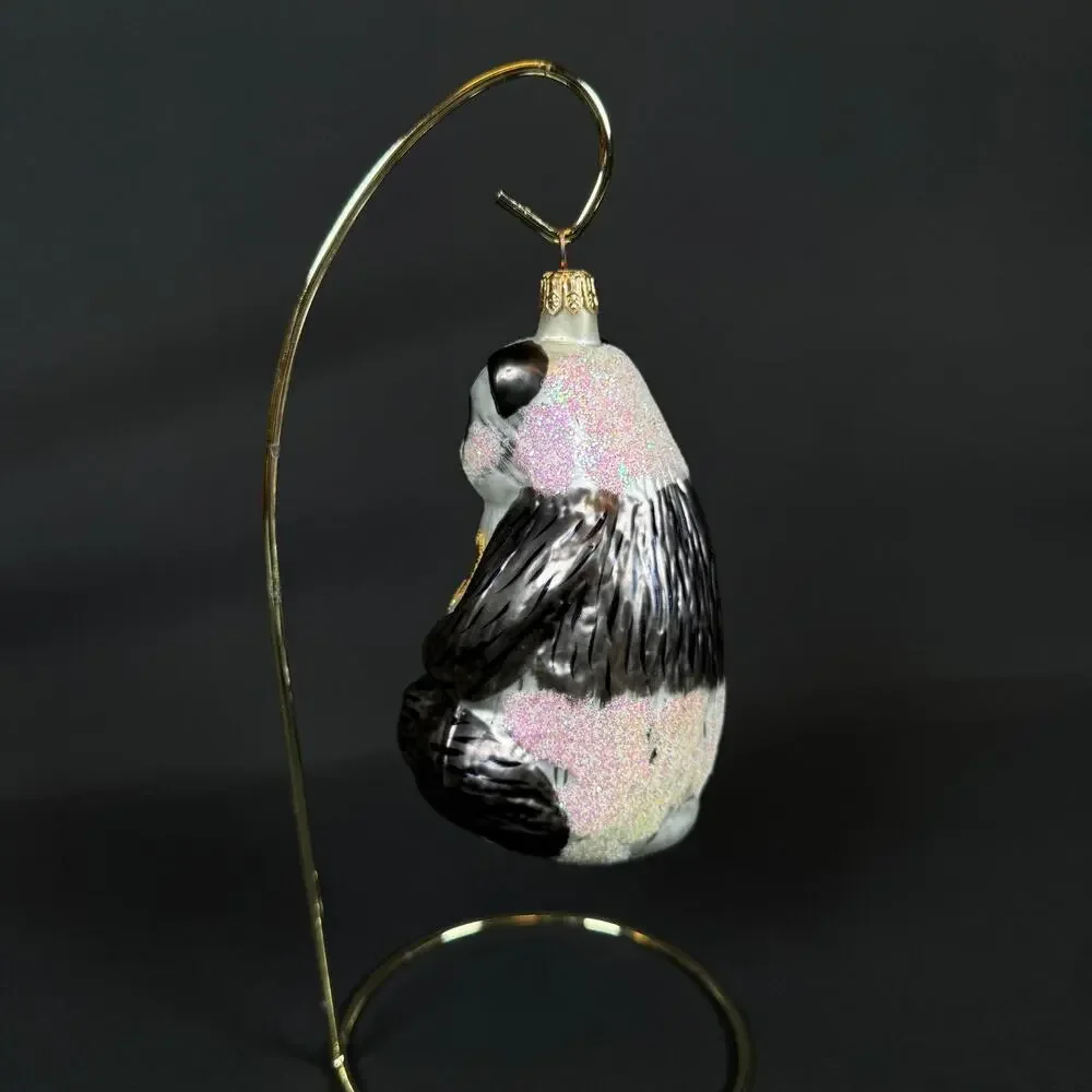 Vintage Christopher Radko Winter Bears Panda Awareness Glass Christmas Ornament